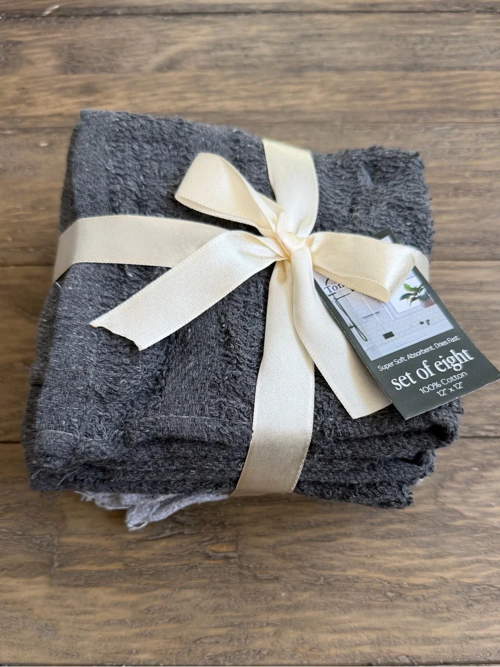 Tommy's Textile Charcoal Gray Cotton Washcloth Set - 8 Pack